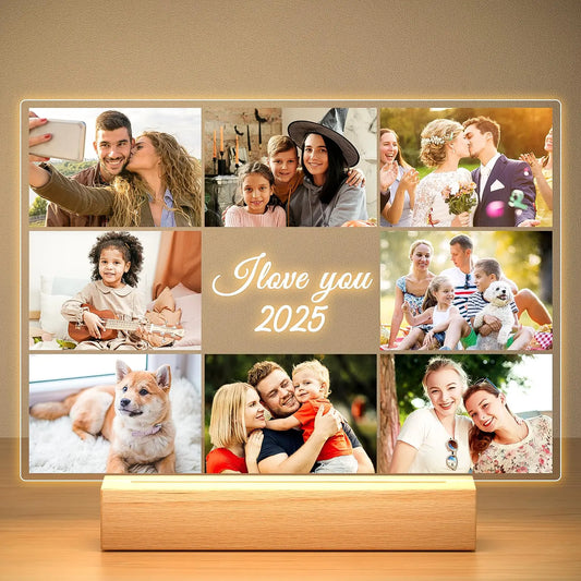 Personalized Couple Gift for Women Men Boyfriend Girlfriend Best Friend Holiday Birthday Mother's Day Custom Photo Lamp Frame