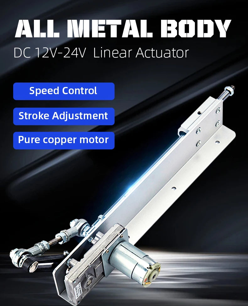 Linear Actuator Motor 12V DC Reduction Gear Motor Reciprocating Cycle Linear Mini Telescopic Linear Actuator Adjustable Stroke