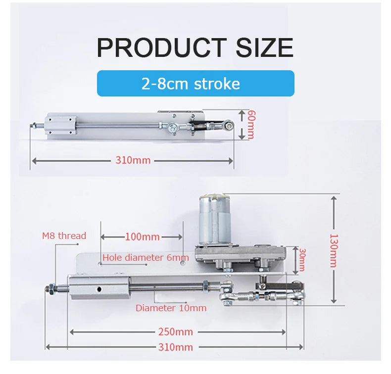 Linear Actuator Motor 12V DC Reduction Gear Motor Reciprocating Cycle Linear Mini Telescopic Linear Actuator Adjustable Stroke