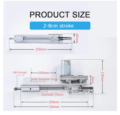 Linear Actuator Motor 12V DC Reduction Gear Motor Reciprocating Cycle Linear Mini Telescopic Linear Actuator Adjustable Stroke