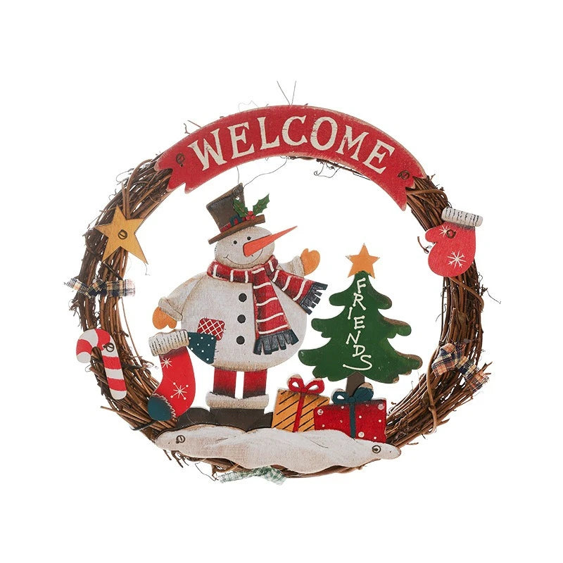 Christmas Painted Flower Garlands Vine Rings Door Walls Glass Display Window Ornaments Festive Atmosphere Scene Decoration