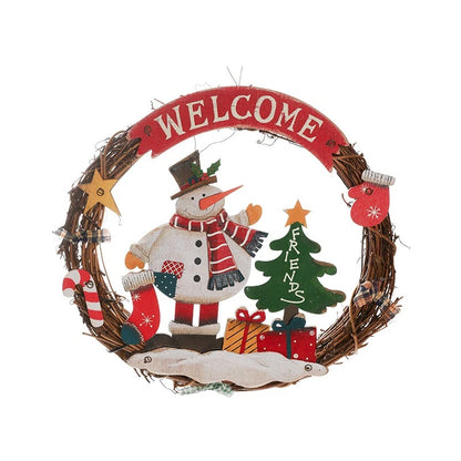 Christmas Painted Flower Garlands Vine Rings Door Walls Glass Display Window Ornaments Festive Atmosphere Scene Decoration