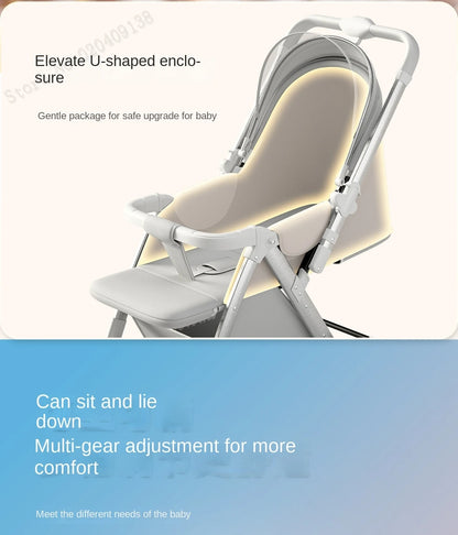 Upgraded Baby Strollers can Sit and Lie Down High Landscape Lightweight Folding Two-way Stroller Children Stroller