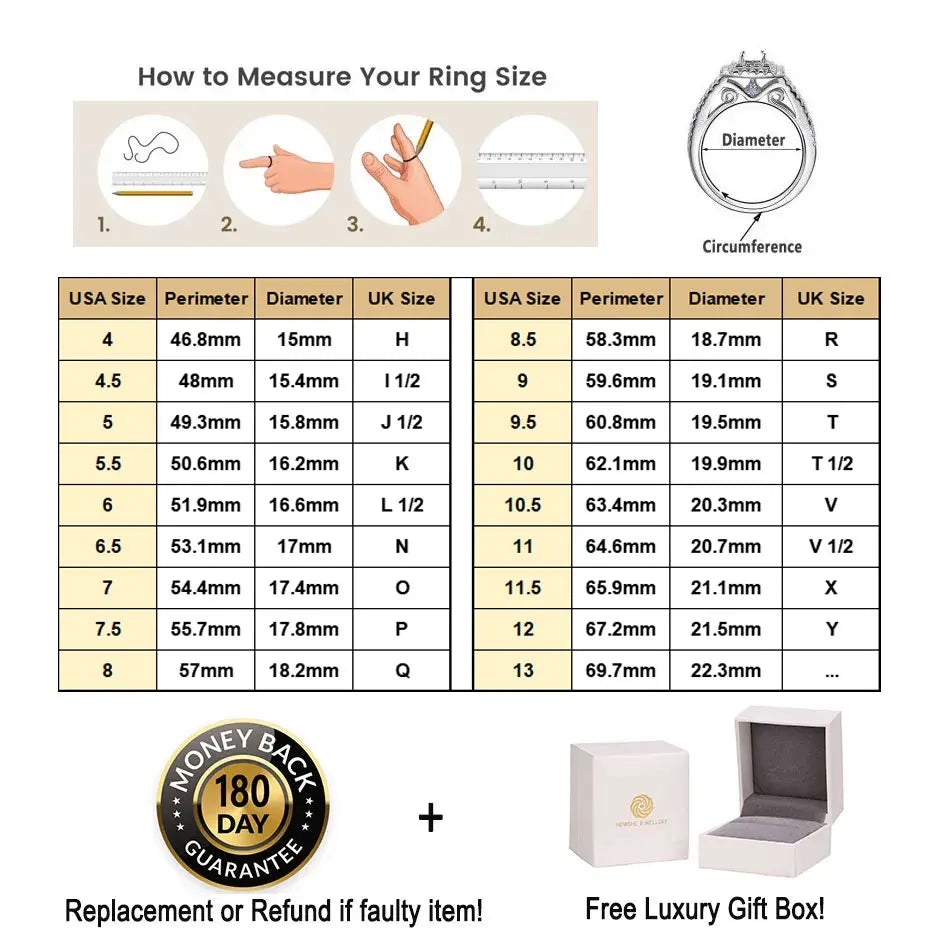 Newshe 925 Sterling Silver 3Ct Wedding Rings Set for Women Princess Cut Engagement Ring Open Enhancer Band Cubic Zircon Jewelry