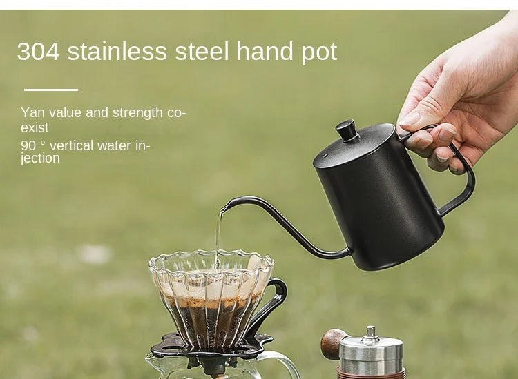 5~9pcs Pour Over Coffee Sets Coffee Bean Grinder Drip Kettle Coffee Pot Outdoor Travel Wilderness Kit Gift Box Camping Picnic