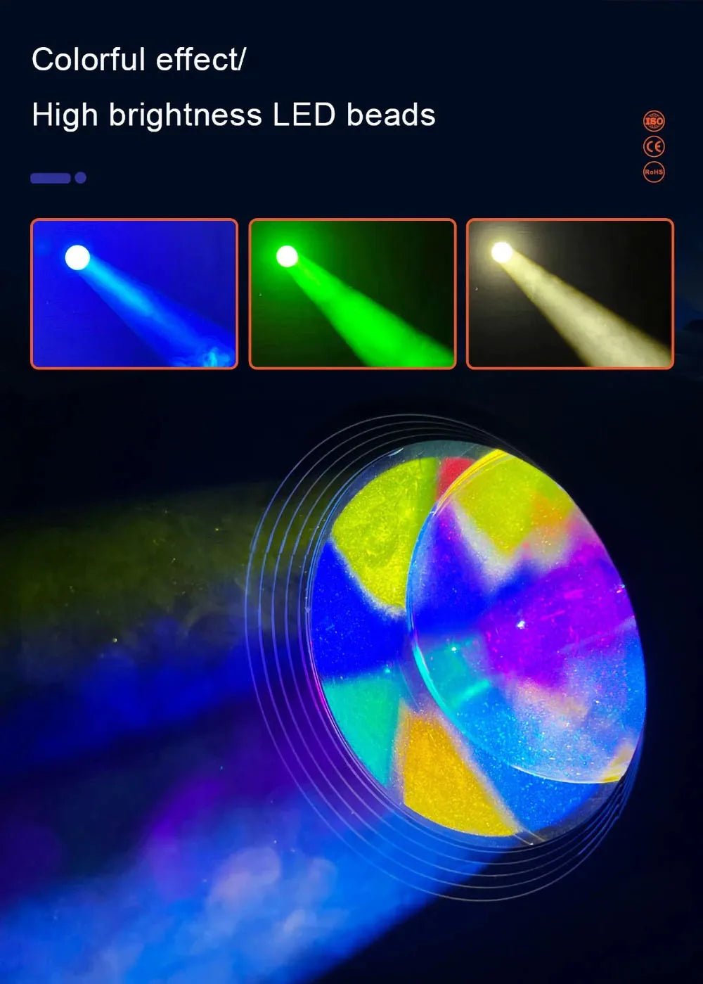 Baisun 80W Professional LED Stage Light DMX 512 Sound Control DJ Party Disco Light Wedding Party Birthday Ambient Light Christma