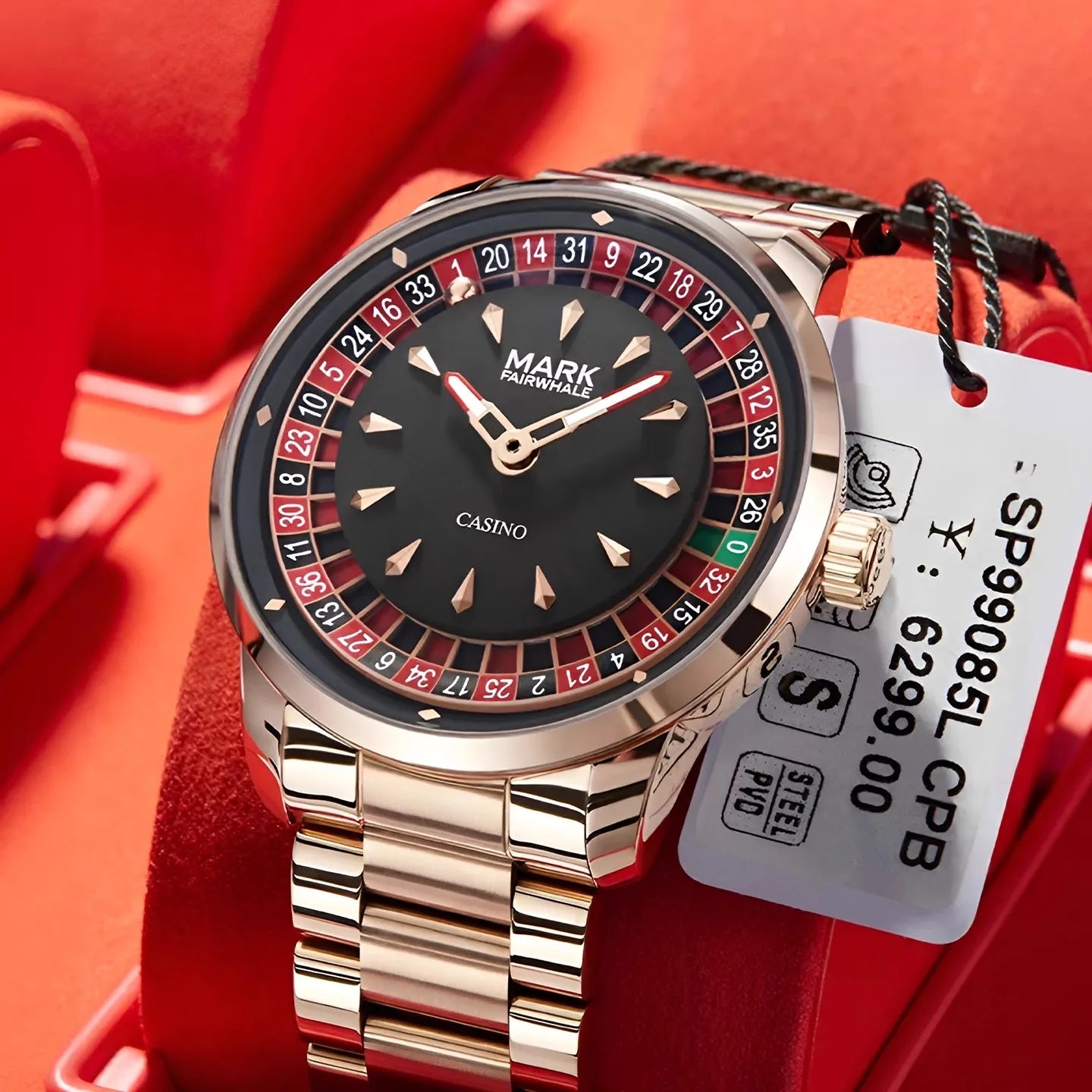 Mark Fairwhale 5031 Men Quartz Watch European recessed wheel design Arabic numerals Rotating Dial Roulette Watch montres hommes