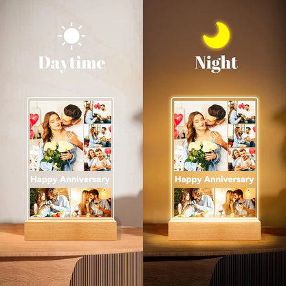 Custom Acrylic Plaque Christmas Birthday Gifts for Mom Personalized Photo Frame with Night Light Best Dad Ever Family Xmas Gifts