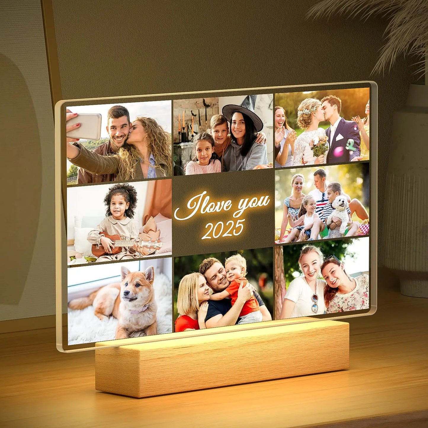 Personalized Couple Gift for Women Men Boyfriend Girlfriend Best Friend Holiday Birthday Mother's Day Custom Photo Lamp Frame