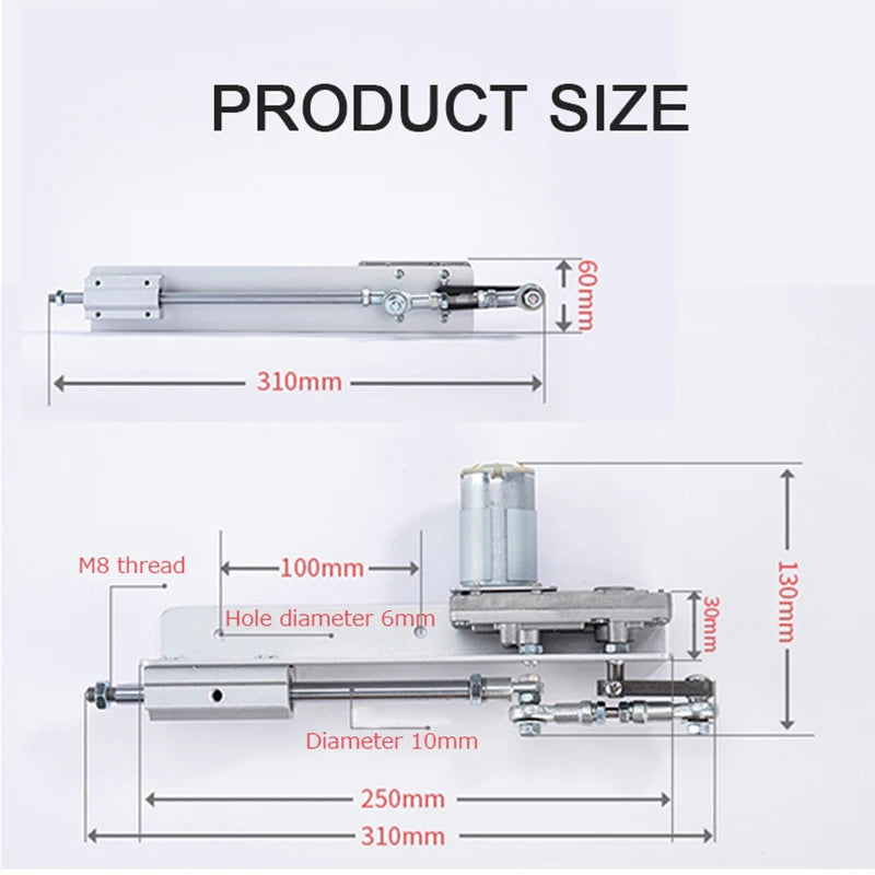 Linear Actuator Motor 12V DC Reduction Gear Motor Reciprocating Cycle Linear Mini Telescopic Linear Actuator Adjustable Stroke