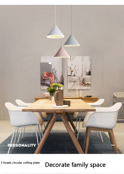Nordic Design Cone Shape Ceiling Pendant Lamp for Dining Kitchen Island Living Room Three Lighting Methods Hanging Led Light