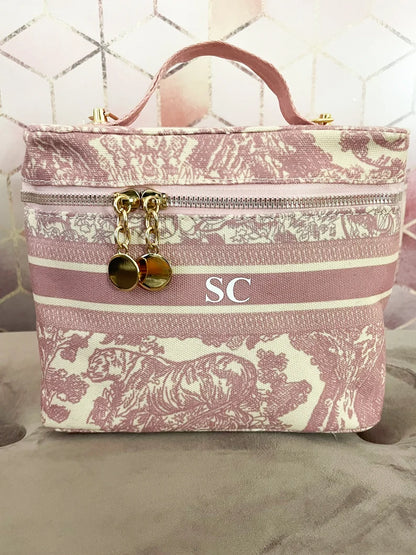 Custom Name Wedding Gifts Vanity Case Bag Crossbody Cosmetics Personalised Bridesmaid Make Up Bag Bride Gifts Pink Canvas Bag