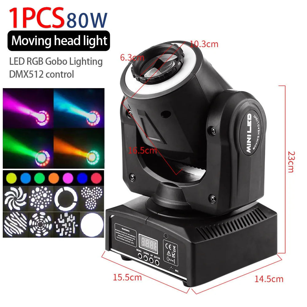 Baisun 80W Professional LED Stage Light DMX 512 Sound Control DJ Party Disco Light Wedding Party Birthday Ambient Light Christma