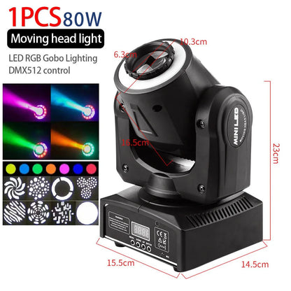 Baisun 80W Professional LED Stage Light DMX 512 Sound Control DJ Party Disco Light Wedding Party Birthday Ambient Light Christma