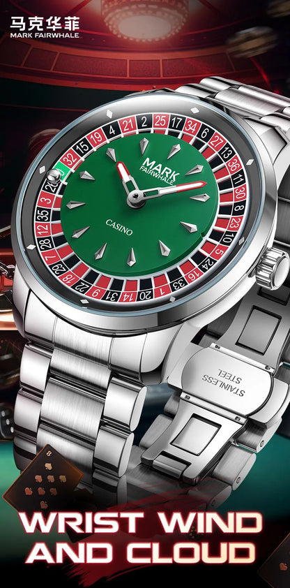Mark Fairwhale 5031 Men Quartz Watch European recessed wheel design Arabic numerals Rotating Dial Roulette Watch montres hommes
