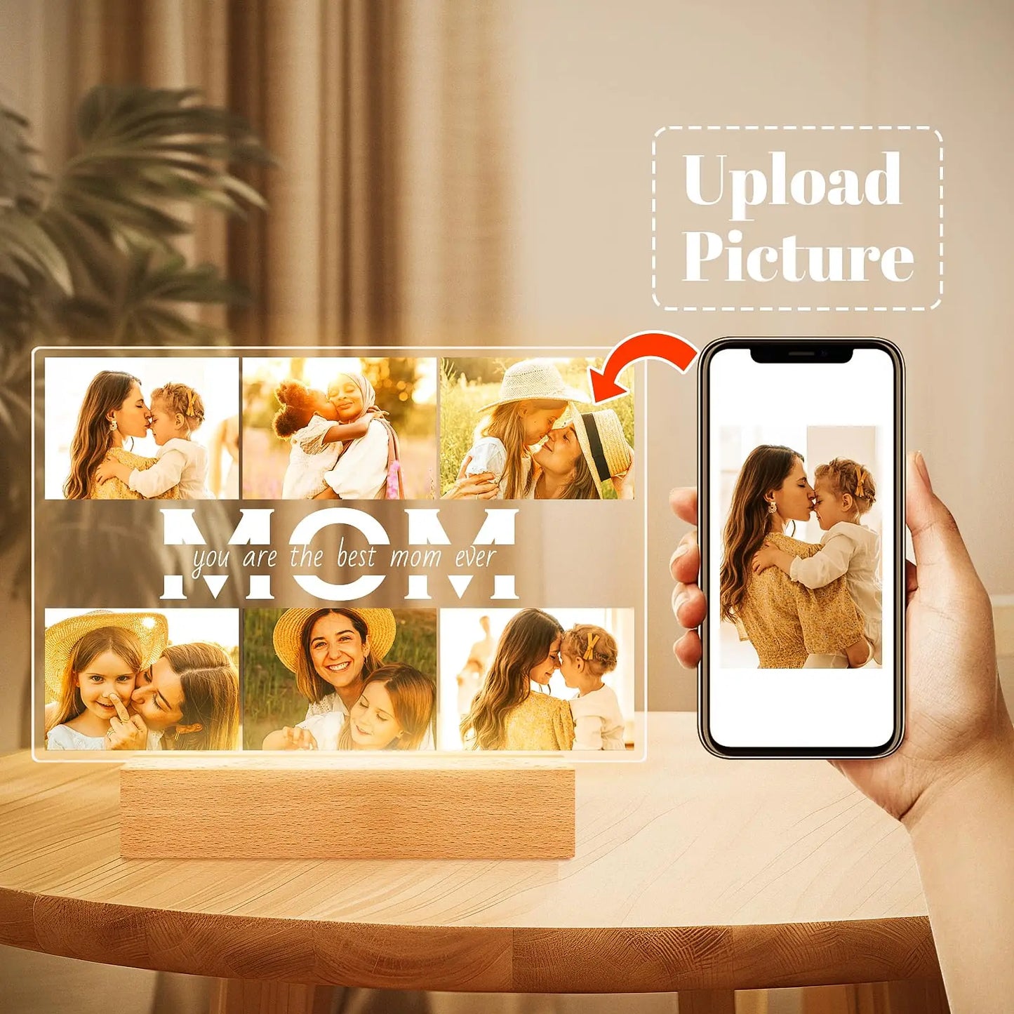 Personalized Couple Gift for Women Men Boyfriend Girlfriend Best Friend Holiday Birthday Mother's Day Custom Photo Lamp Frame