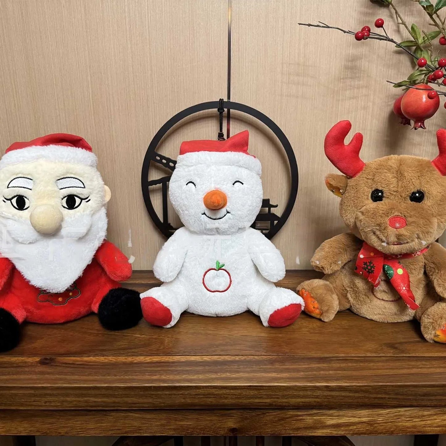 Christmas Plush Ornaments Cute Plush Material Christmas Theme Dolls Santa Claus Snowman Elk Combination Home Scene Decoration