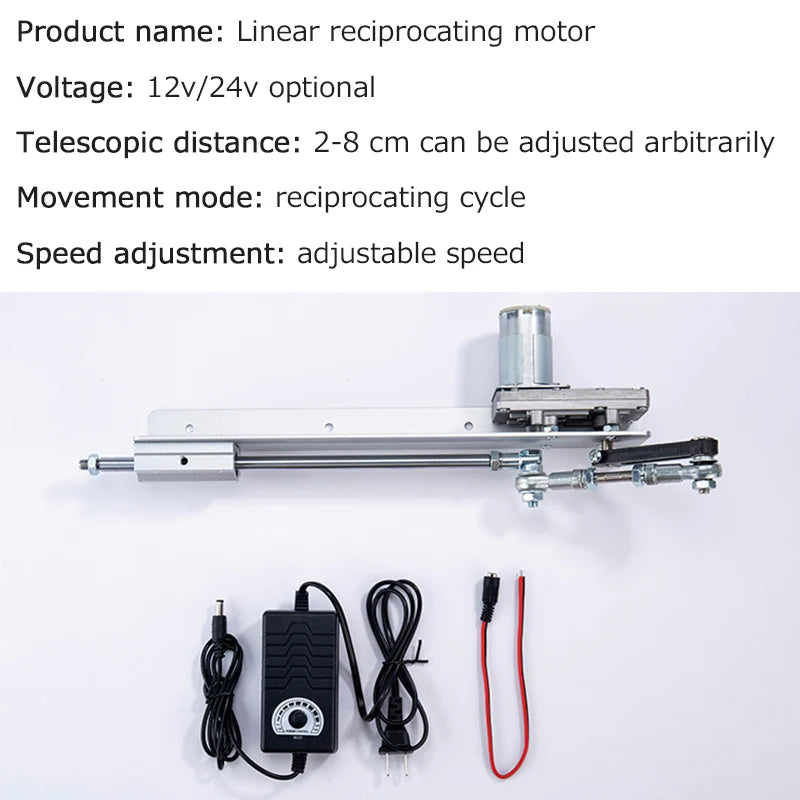Linear Actuator Motor 12V DC Reduction Gear Motor Reciprocating Cycle Linear Mini Telescopic Linear Actuator Adjustable Stroke