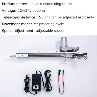 Linear Actuator Motor 12V DC Reduction Gear Motor Reciprocating Cycle Linear Mini Telescopic Linear Actuator Adjustable Stroke