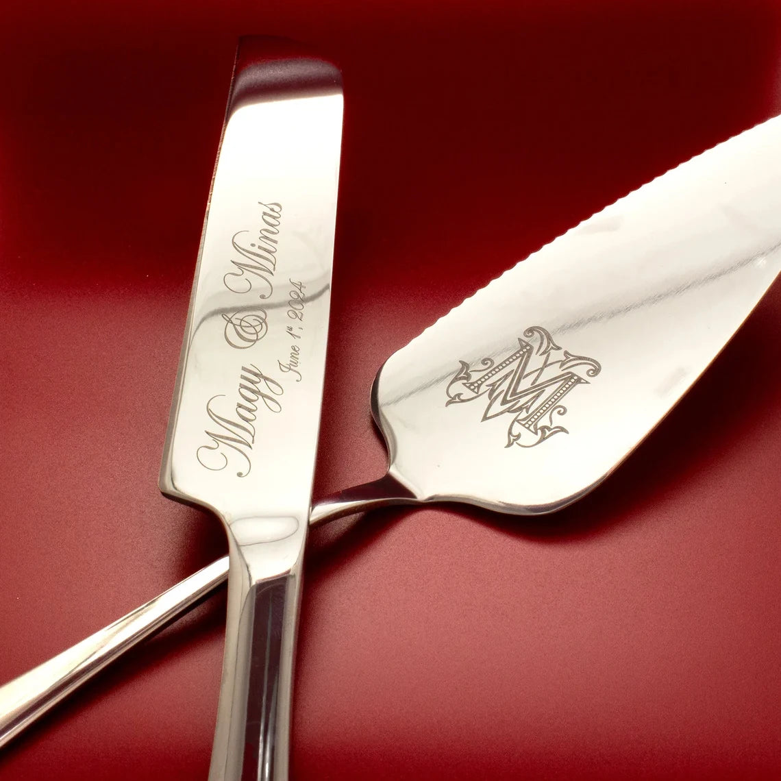 Personalized Cake Cutting Set Custom Engraved Birthday Gifts Wedding Gifts For Bridal Shower Unique Anniversary Engagement Gifts