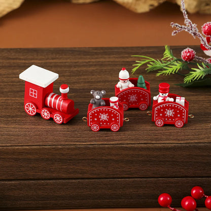 Christmas Wooden Train Decoration Merry Christmas Party Wooden Crafts Christmas for Home Happy New Year Children's Gifts