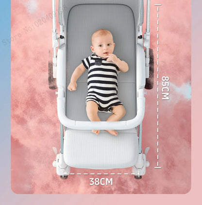 Upgraded Baby Strollers can Sit and Lie Down High Landscape Lightweight Folding Two-way Stroller Children Stroller