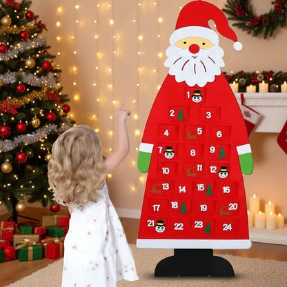Christmas Felt Tree Advent Calendar Countdown Wall Hanging Festive Decorative Reusable Gift Santa Ornaments Party Decor Supplies