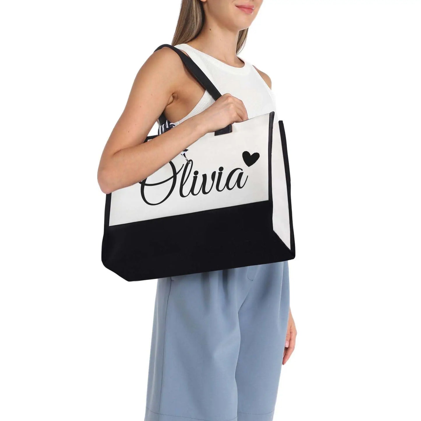 Personalized Tote Bag for Women Custom Beach Bags with Name Best Friend Gifts for Birthday Wedding Bride Bridesmaid