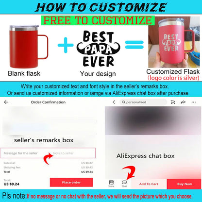 Personalized Coffee Mug Christmas Gift, Stainless Steel Mug Gift Customized Mugs for Dad, Gifts for Dad Birthday, Father's Day