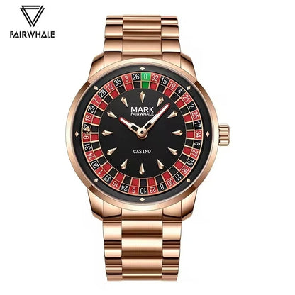 Mark Fairwhale 5031 Men Quartz Watch European recessed wheel design Arabic numerals Rotating Dial Roulette Watch montres hommes