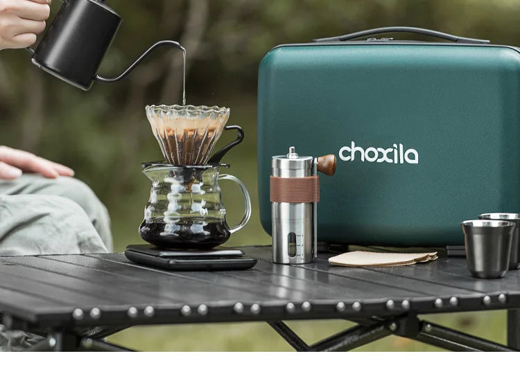 5~9pcs Pour Over Coffee Sets Coffee Bean Grinder Drip Kettle Coffee Pot Outdoor Travel Wilderness Kit Gift Box Camping Picnic