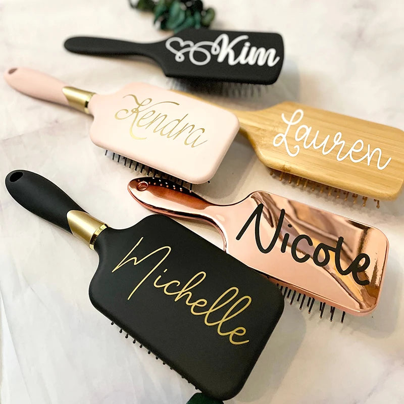 Custom Bridesmaid Gifts Personalized Hair Brushes Trendy Accessories Paddle Brush Bridal Party Hen Night Bachelorette Favors