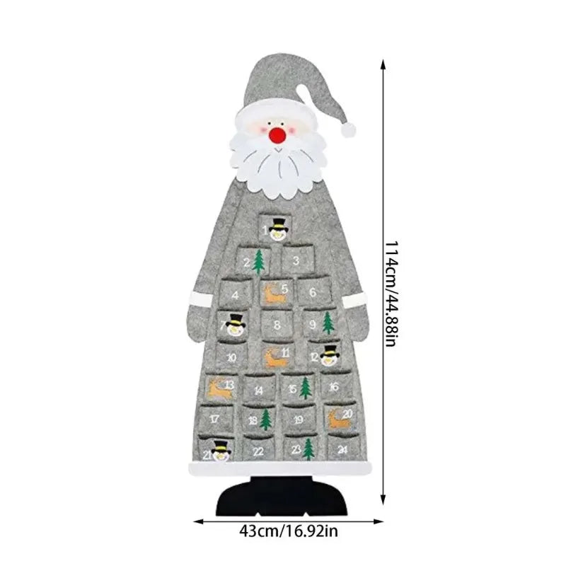 Christmas Felt Tree Advent Calendar Countdown Wall Hanging Festive Decorative Reusable Gift Santa Ornaments Party Decor Supplies