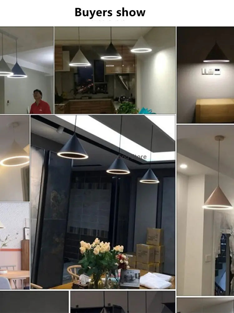 Nordic Design Cone Shape Ceiling Pendant Lamp for Dining Kitchen Island Living Room Three Lighting Methods Hanging Led Light