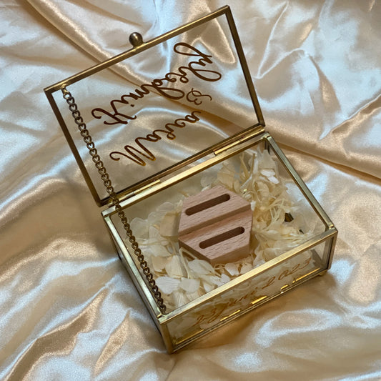 Personalized Glass Jewelry Box for Bridesmaids and Birthdays Gold and White Bridesmaid Proposal Gift For Her Mother's Day Gift