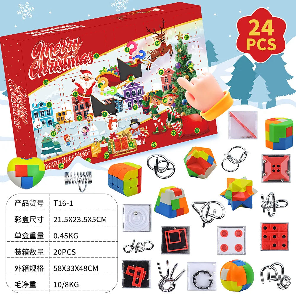 Christmas Advent Calendar Gift Box DIY Christmas Train Jesus Bricks Toys 24Days Countdown Calendar Box Surprise Christmas Gift