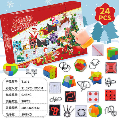 Christmas Advent Calendar Gift Box DIY Christmas Train Jesus Bricks Toys 24Days Countdown Calendar Box Surprise Christmas Gift