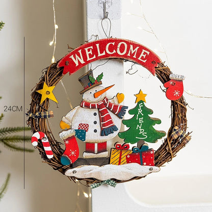 Christmas Painted Flower Garlands Vine Rings Door Walls Glass Display Window Ornaments Festive Atmosphere Scene Decoration