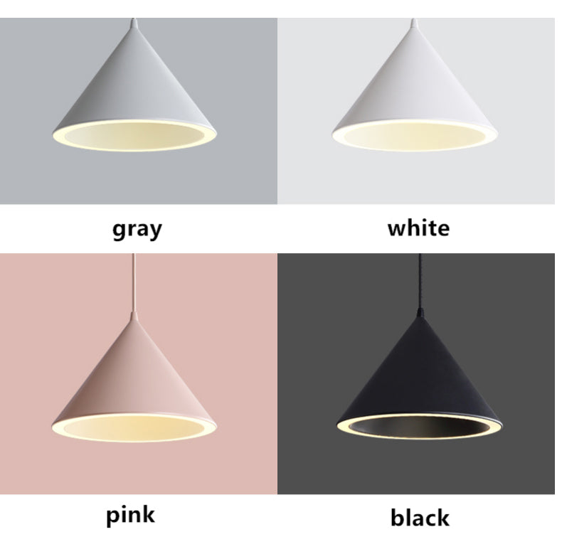 Nordic Design Cone Shape Ceiling Pendant Lamp for Dining Kitchen Island Living Room Three Lighting Methods Hanging Led Light