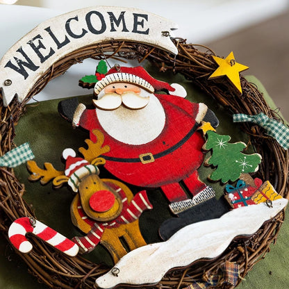 Christmas Painted Flower Garlands Vine Rings Door Walls Glass Display Window Ornaments Festive Atmosphere Scene Decoration