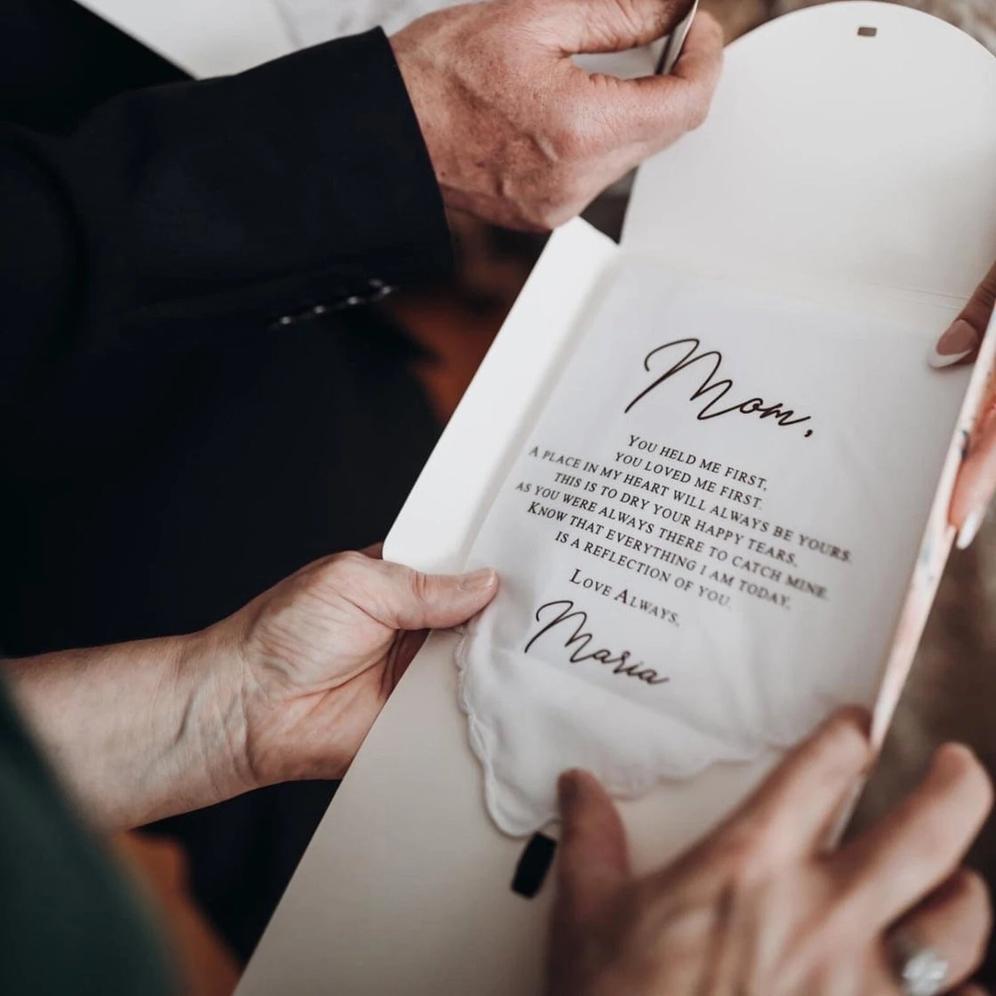 Personalized Wedding Handkerchief Gift for Mom & Dad Custom Handkerc Luxury Gift for Bride and Groom Parent Gifts Wedding Favor