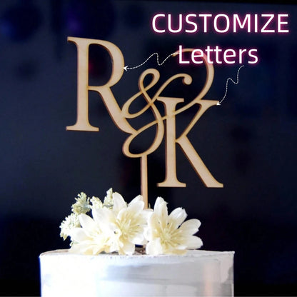 Custom Name Birthday Cake Topper / Wood, Initial Letter, Valentine's Day Gift, Customized Cake Name Brand,Custom Gift