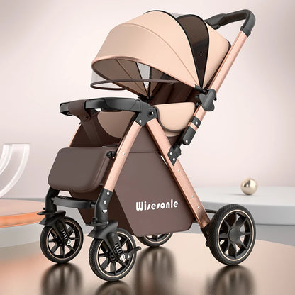 Upgraded Baby Strollers can Sit and Lie Down High Landscape Lightweight Folding Two-way Stroller Children Stroller