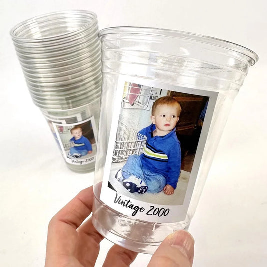 Personalized Birthday Stickers Custom Photo & Text Party Favors for Cups Gift Bags Scrapbooking  Vintage 2000s For Celebrations