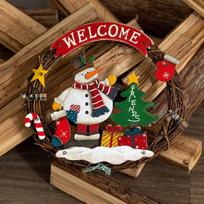 Christmas Painted Flower Garlands Vine Rings Door Walls Glass Display Window Ornaments Festive Atmosphere Scene Decoration