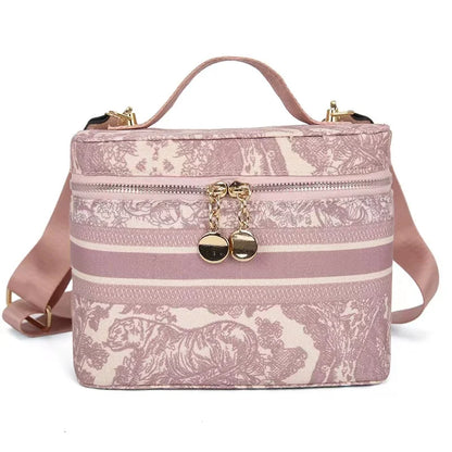 Custom Name Wedding Gifts Vanity Case Bag Crossbody Cosmetics Personalised Bridesmaid Make Up Bag Bride Gifts Pink Canvas Bag
