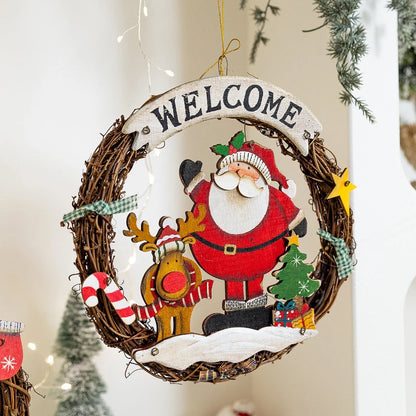 Christmas Painted Flower Garlands Vine Rings Door Walls Glass Display Window Ornaments Festive Atmosphere Scene Decoration