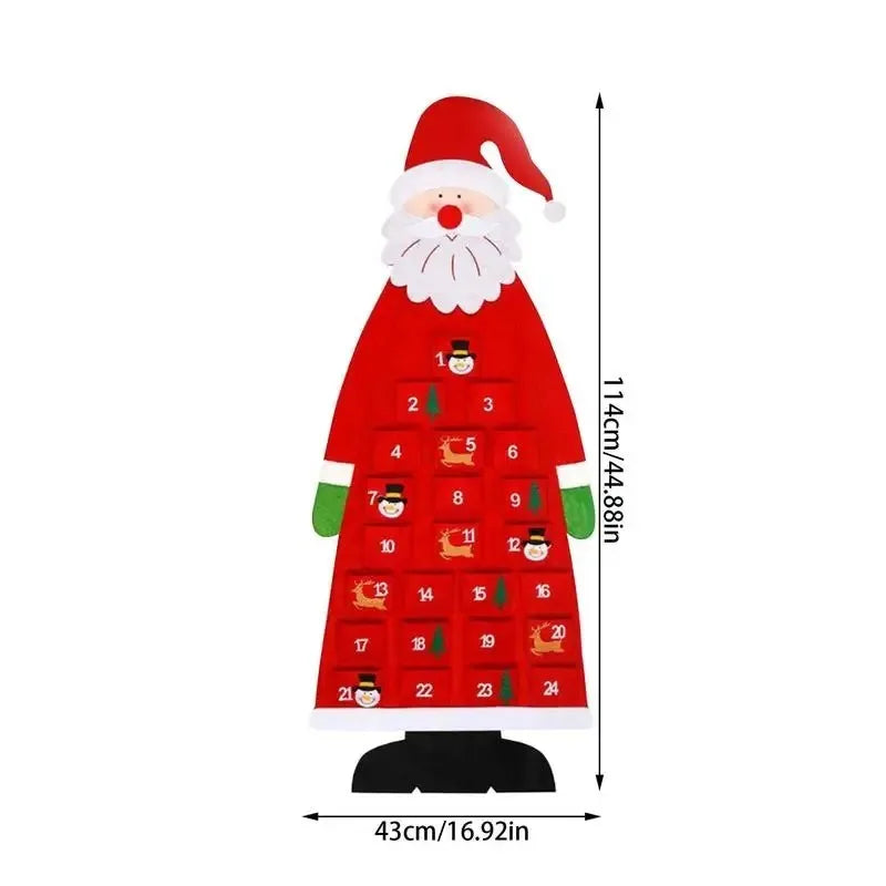 Christmas Felt Tree Advent Calendar Countdown Wall Hanging Festive Decorative Reusable Gift Santa Ornaments Party Decor Supplies