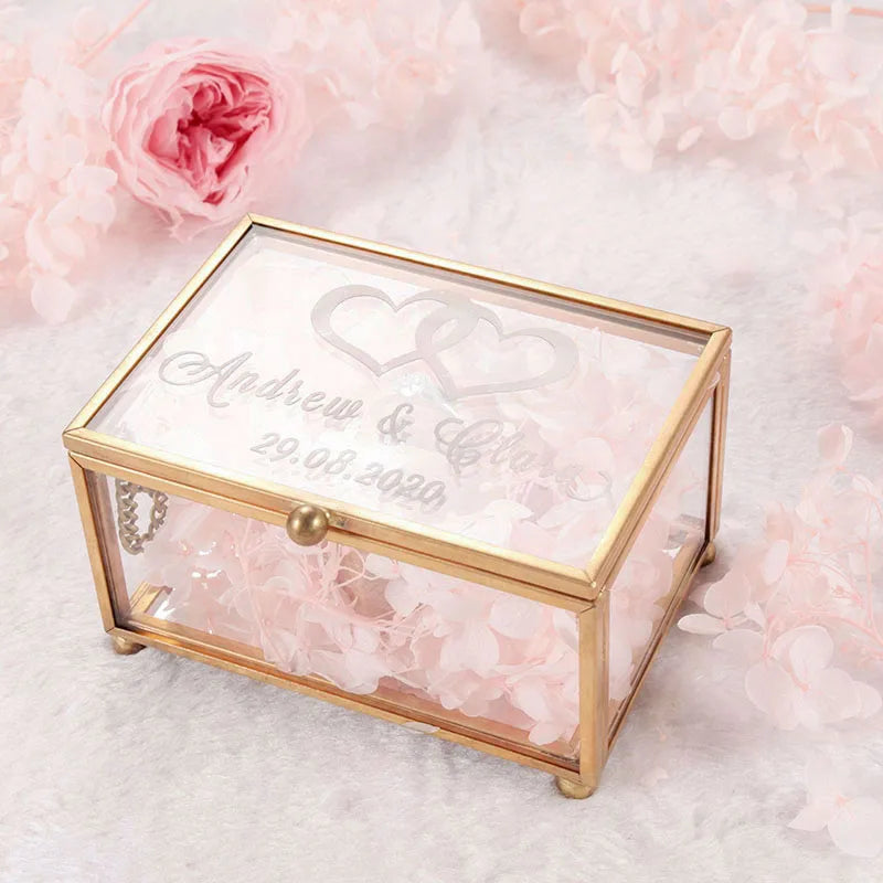 Personalized Glass Jewelry Box for Bridesmaids and Birthdays Gold and White Bridesmaid Proposal Gift For Her Mother's Day Gift