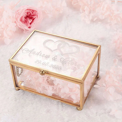 Personalized Glass Jewelry Box for Bridesmaids and Birthdays Gold and White Bridesmaid Proposal Gift For Her Mother's Day Gift